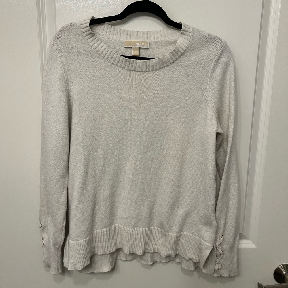 Michael Kors Soft Cream Ribbed Crewneck Sweater